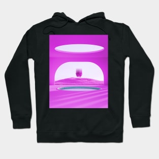 Vaporwave Fantasy Pool with Nature Glitch Art Hoodie